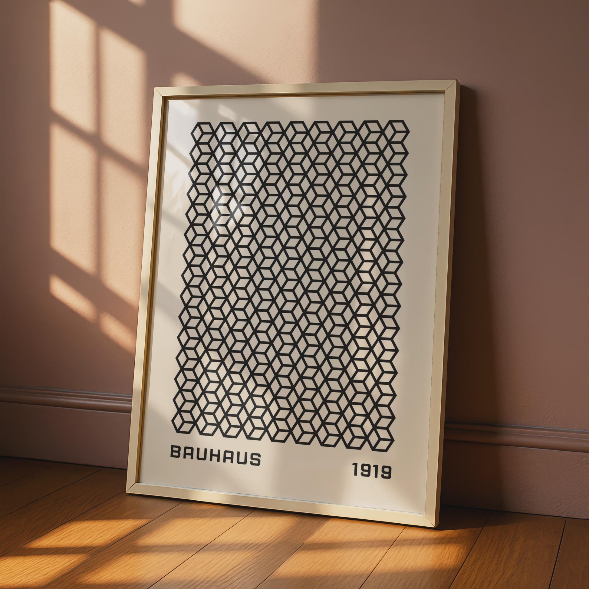 Bauhaus Hexagon Pattern Poster, Minimalist Wall Art, Geometric Print, 1919 Inspired Decor wall art print
