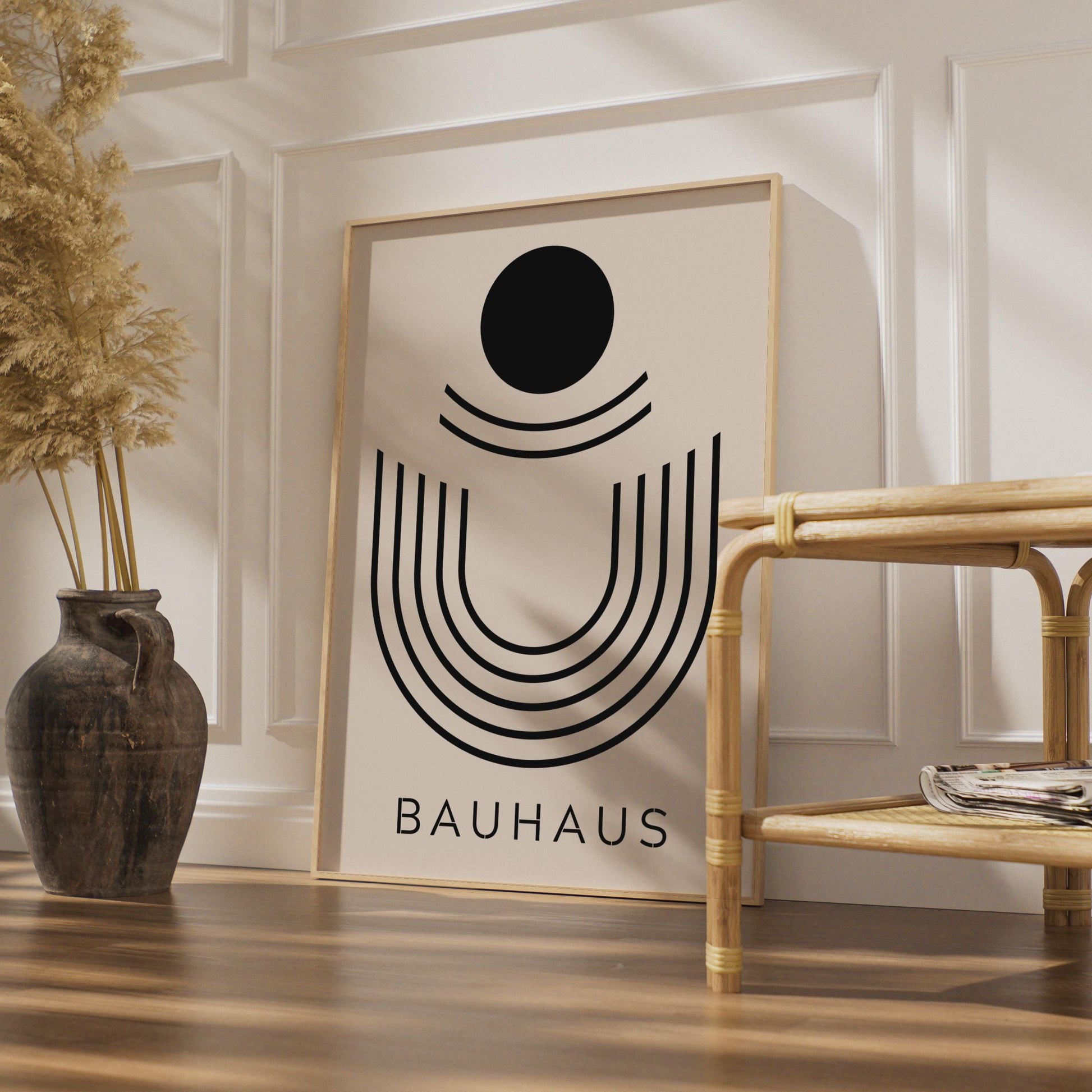 Bauhaus Geometric Print, Black White Minimalist Poster, Modern Art Home Office wall art print