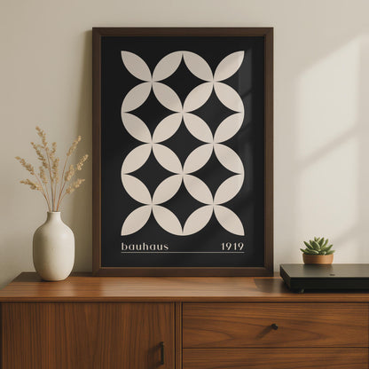 Bauhaus Geometric Print, 1919 Abstract Wall Art, Minimalist Beige Black Decor wall art print