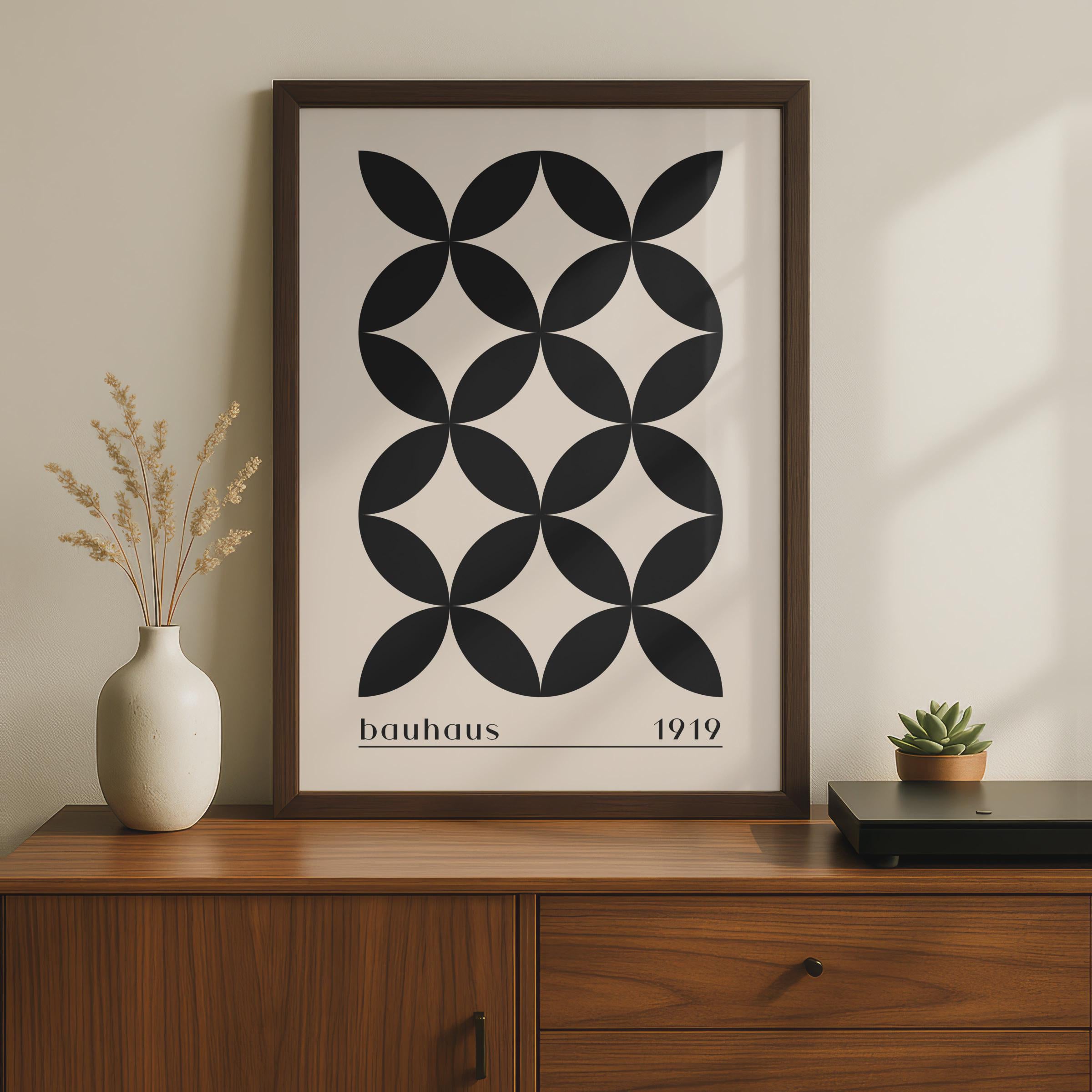 Bauhaus Print, Abstract Black and White Poster, 1919 Design, Modern Minimalist Art Decor, Vintage wall art print
