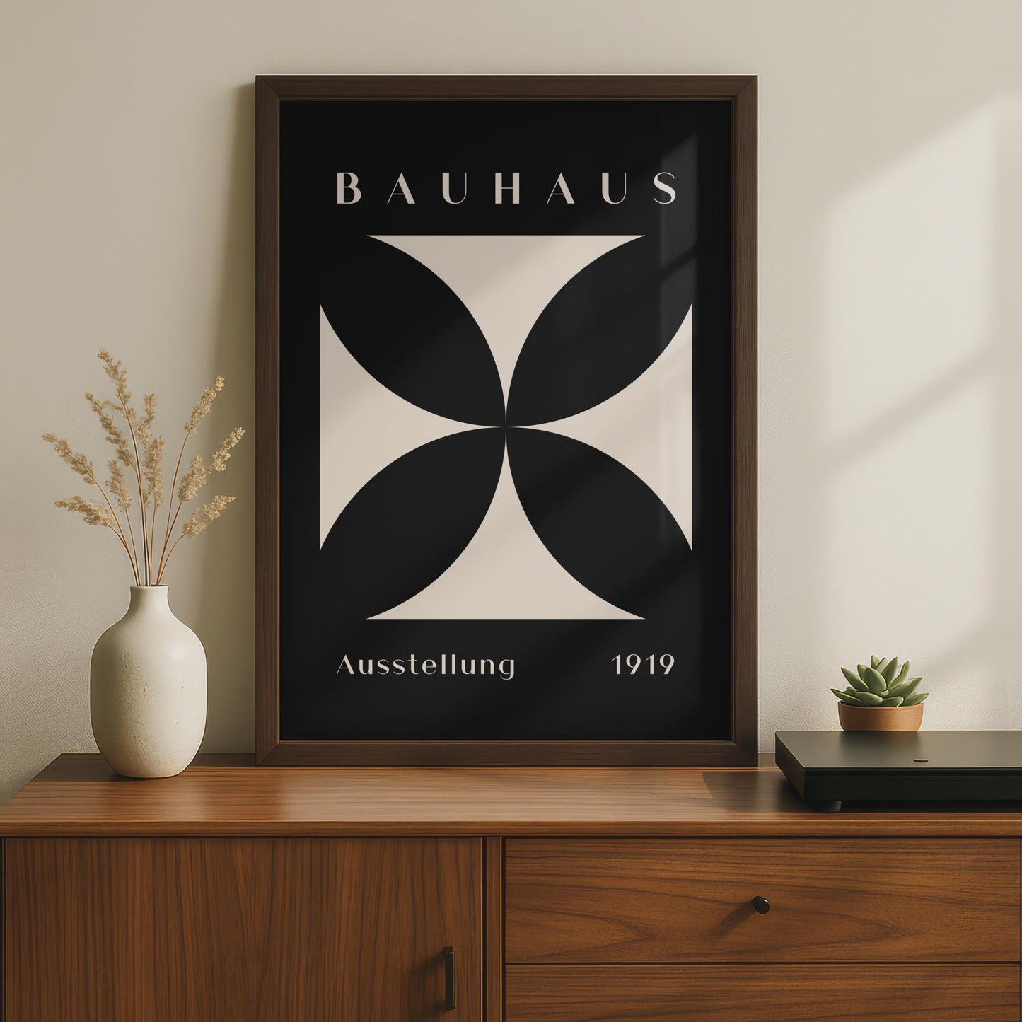 Bauhaus Exhibition Poster, Minimalist Black Cream Art Print wall art print