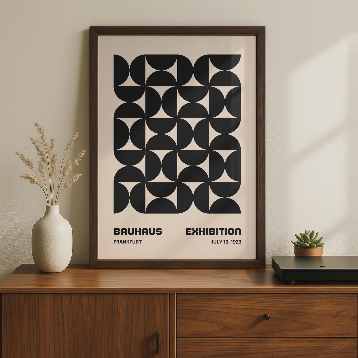 Bauhaus Exhibition Poster, Frankfurt 1923, Geometric Black and Beige Art Print, Modern Wall Decor wall art print