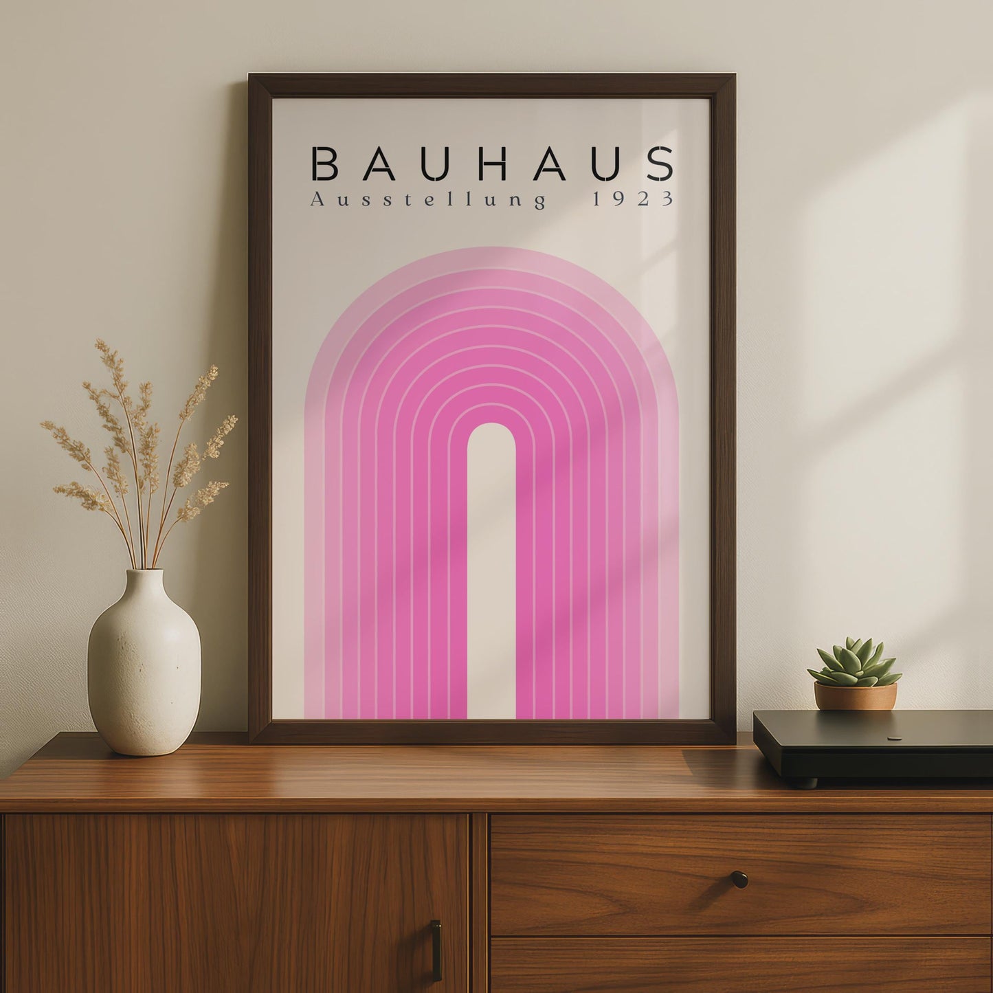 Bauhaus Exhibition 1923 Poster, Minimalist Wall Art, Pink Arches Design, Modern Home Decor wall art print
