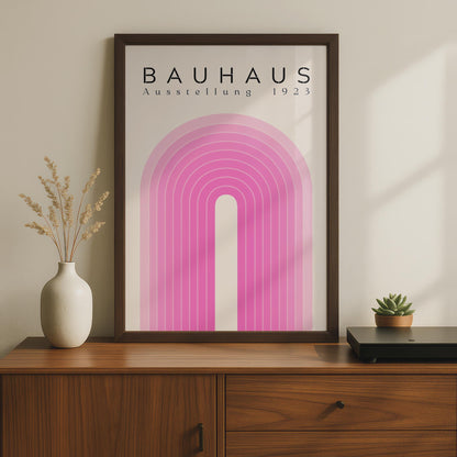 Bauhaus Exhibition 1923 Poster, Minimalist Wall Art, Pink Arches Design, Modern Home Decor wall art print