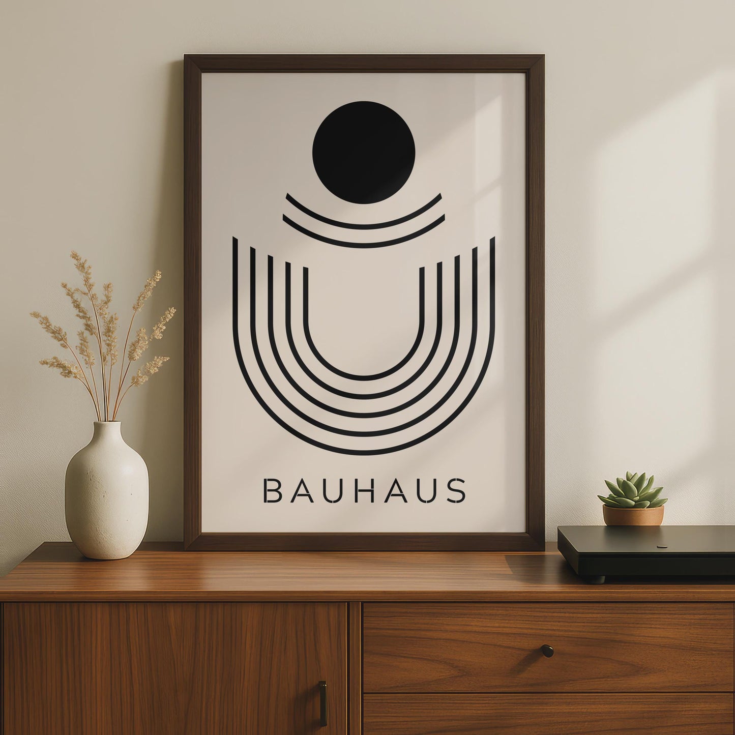Bauhaus Geometric Print, Black White Minimalist Poster, Modern Art Home Office wall art print