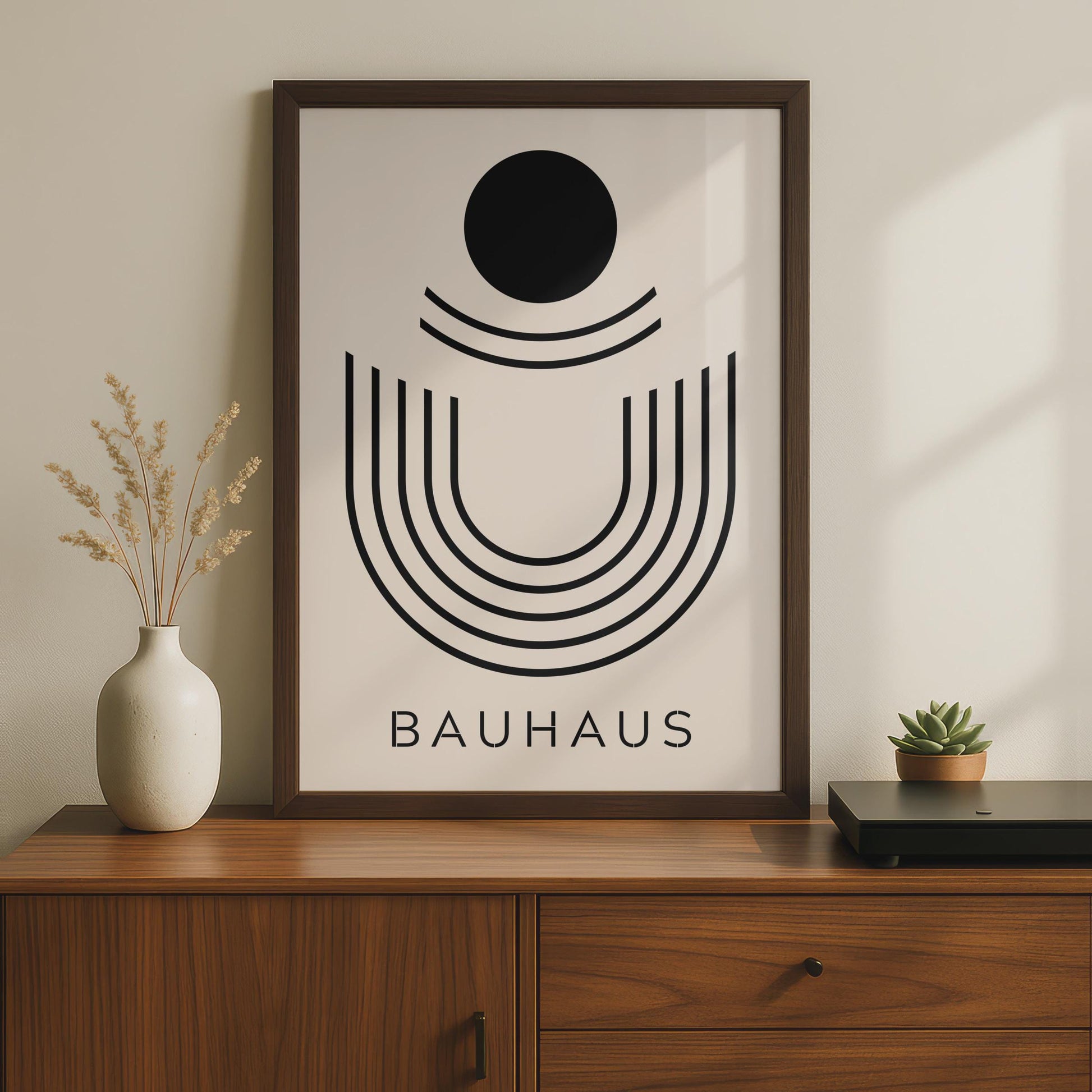 Bauhaus Geometric Print, Black White Minimalist Poster, Modern Art Home Office wall art print
