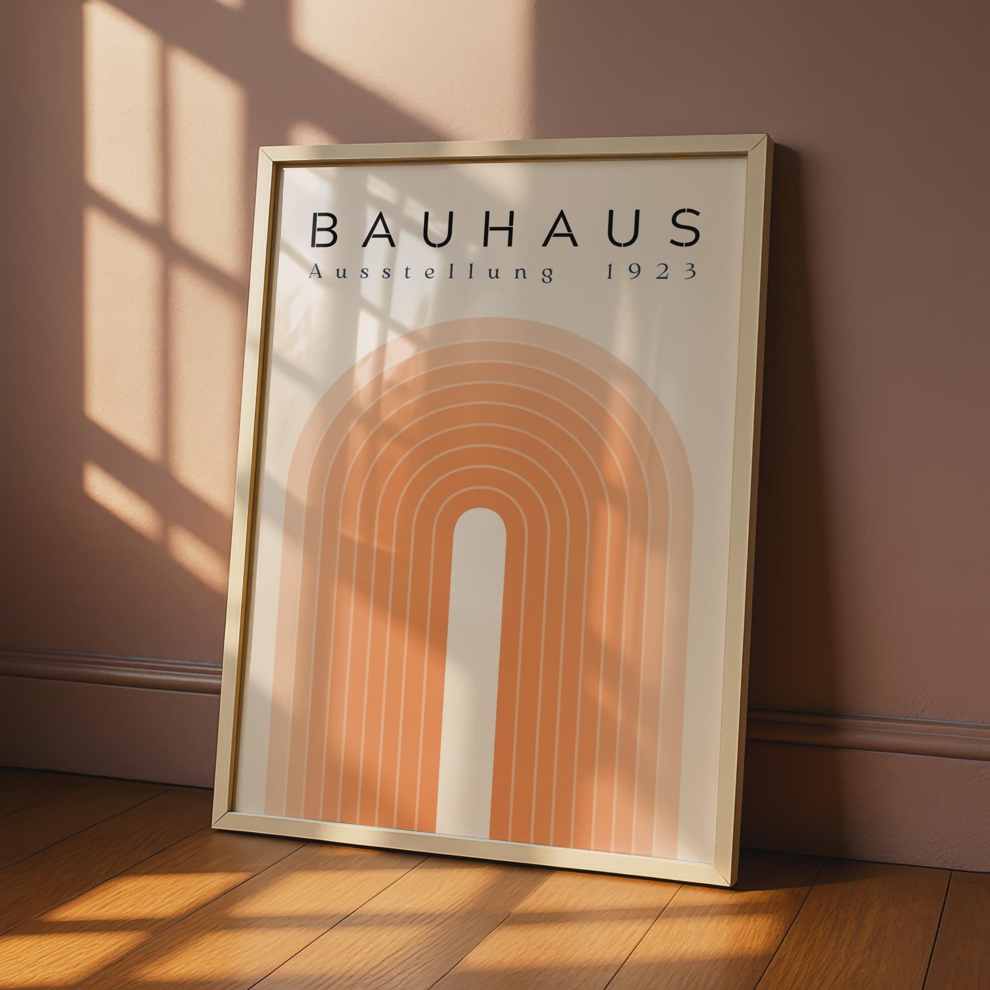 Bauhaus Ausstellung 1923 Poster, Retro Minimalist Art Print, Geometric Orange and Cream Decor wall art print