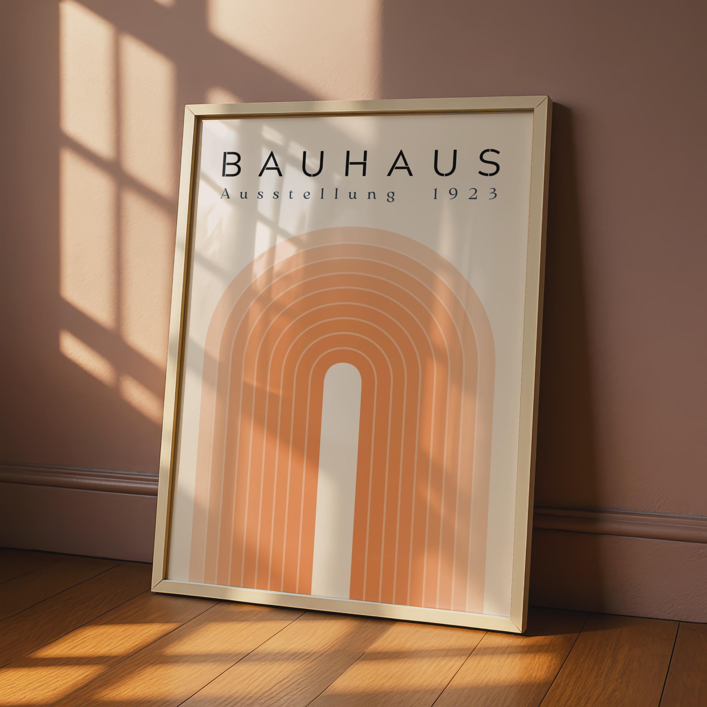 Bauhaus Ausstellung 1923 Poster, Retro Minimalist Art Print, Geometric Orange and Cream Decor wall art print