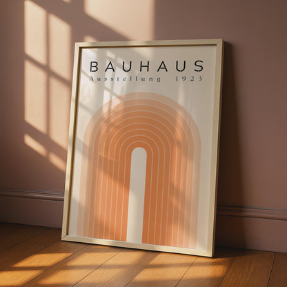 Bauhaus Ausstellung 1923 Poster, Retro Minimalist Art Print, Geometric Orange and Cream Decor wall art print