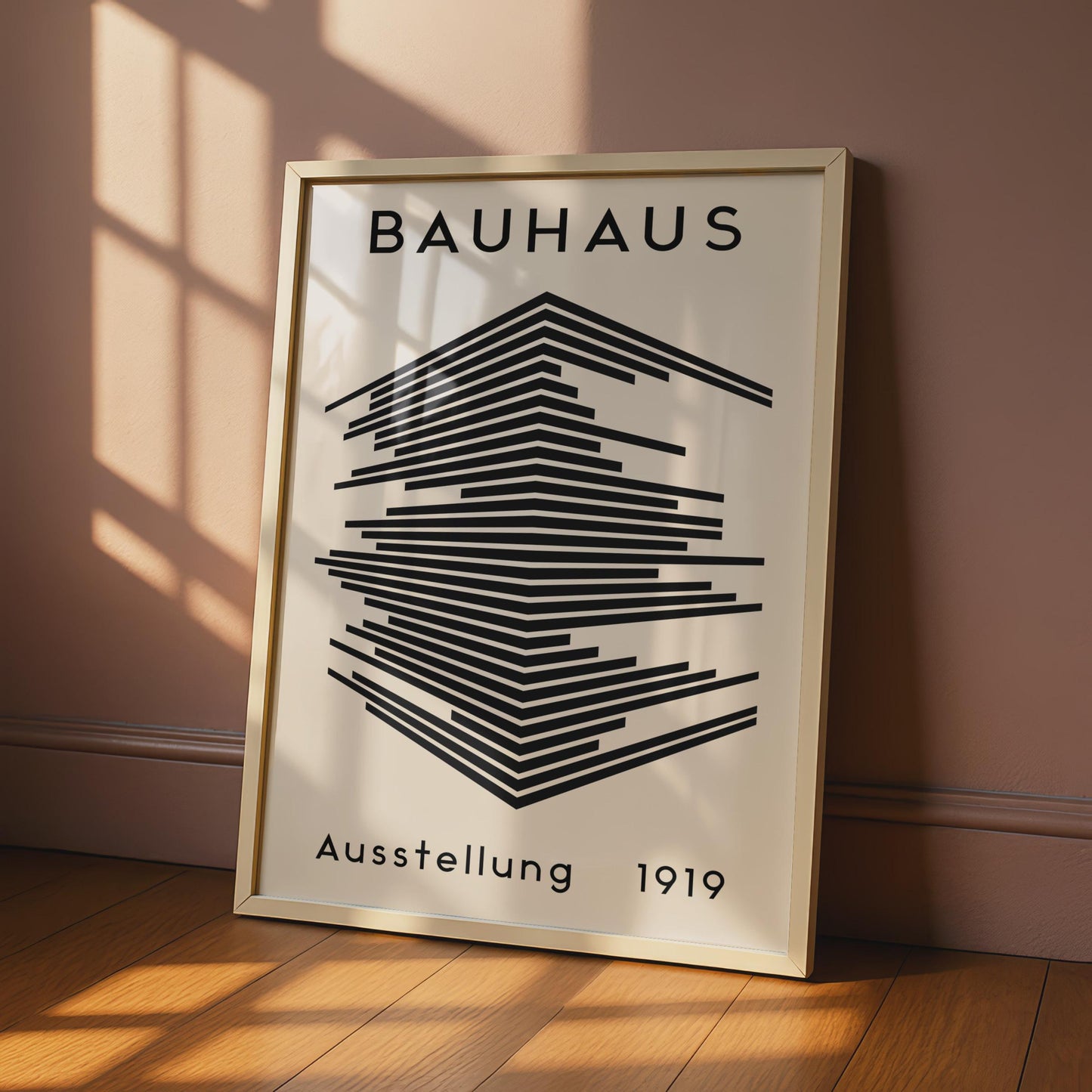 Bauhaus Exhibition Print, Minimalist Black Beige Abstract Lines Art wall art print