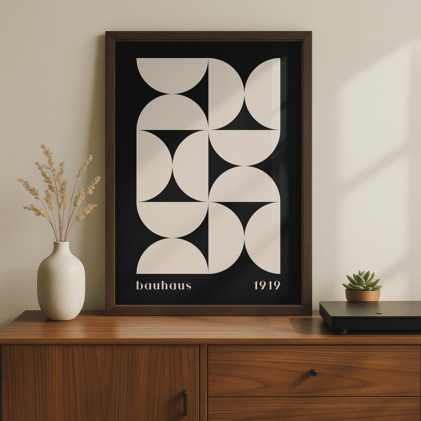 Bauhaus Geometric Art Print, Minimalist Black White Wall Decor wall art print