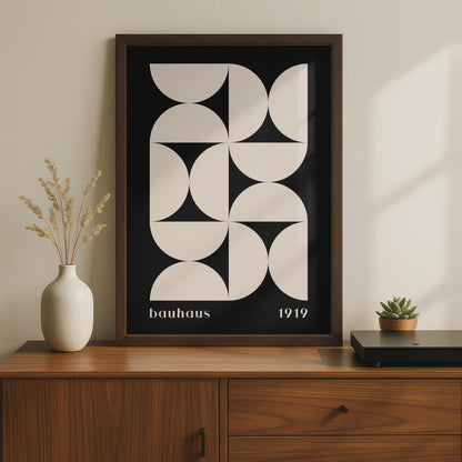 Bauhaus Geometric Art Print, Minimalist Black White Wall Decor wall art print