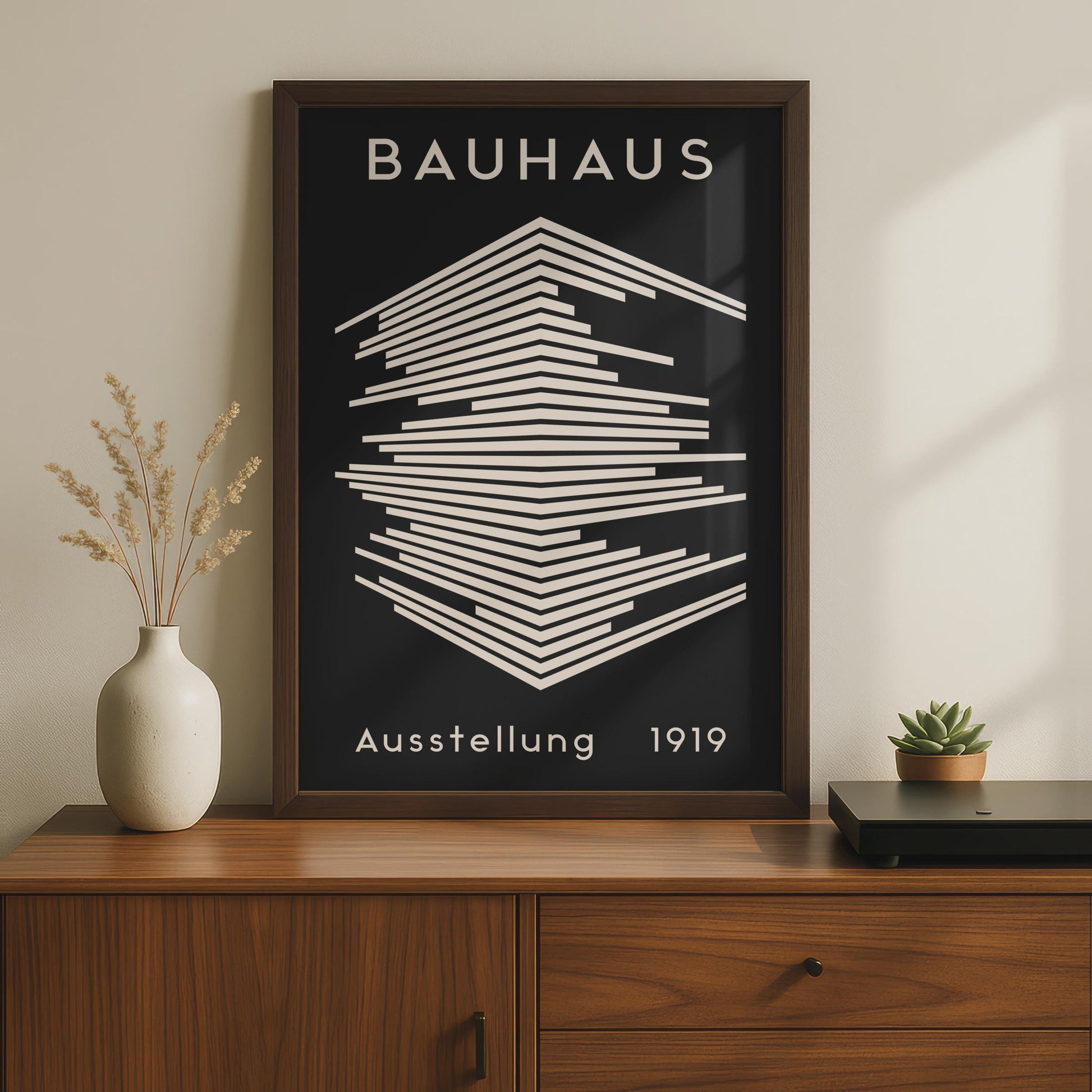 Bauhaus Print, 1919 Exhibition Poster, Minimalist Wall Art, Geometric Lines, Modern Decor wall art print