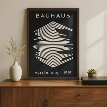 Bauhaus Print, 1919 Exhibition Poster, Minimalist Wall Art, Geometric Lines, Modern Decor wall art print