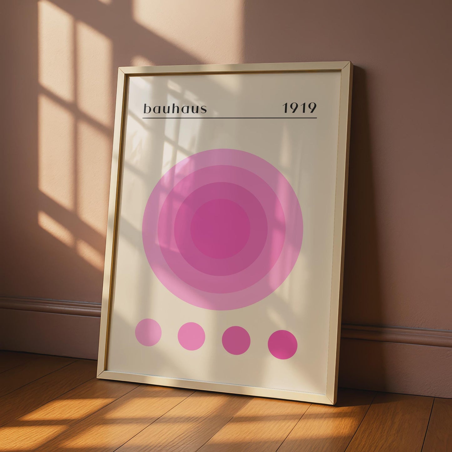 Bauhaus Art Print, 1919 Circle Poster, Modern Minimalist Home Decor, Pink Colour Palette, Abstract wall art print