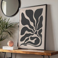 Abstract Botanical Black Flower Poster, Minimalist Art Print for Wall Decor, Modern Floral Artwork wall art print
