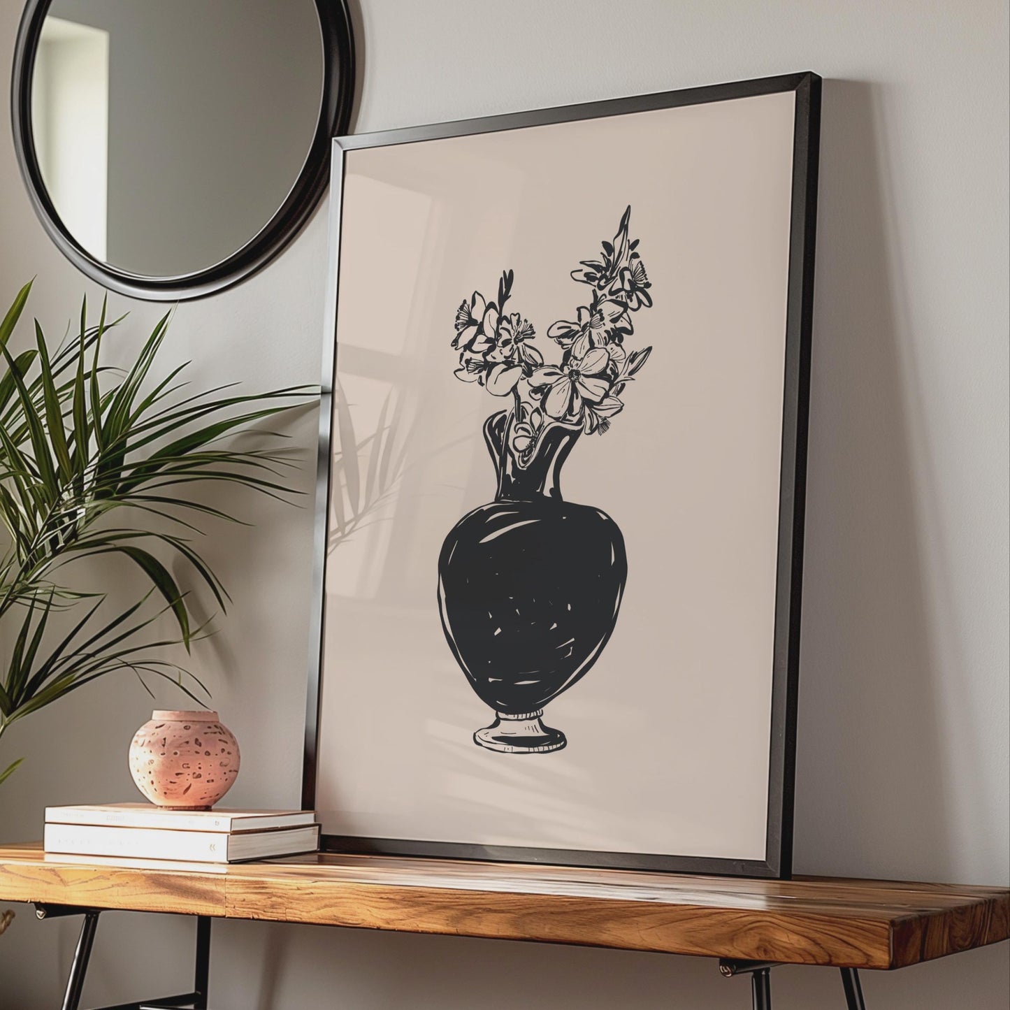 Botanical Flower Art Print, Elegant Floral Vase Poster, Minimalist Wall Decor for Living Room wall art print