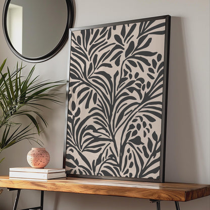 Botanical Flower Poster, Black and Pink Plant Art Print, Modern Minimalist Wall Decor wall art print