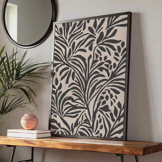 Botanical Flower Poster, Black and Pink Plant Art Print, Modern Minimalist Wall Decor wall art print