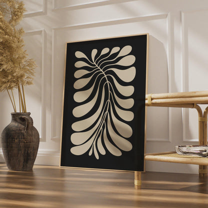 Botanical Leaf Print, Black Cream Minimalist Poster, Nature Wall Art Home Decor wall art print