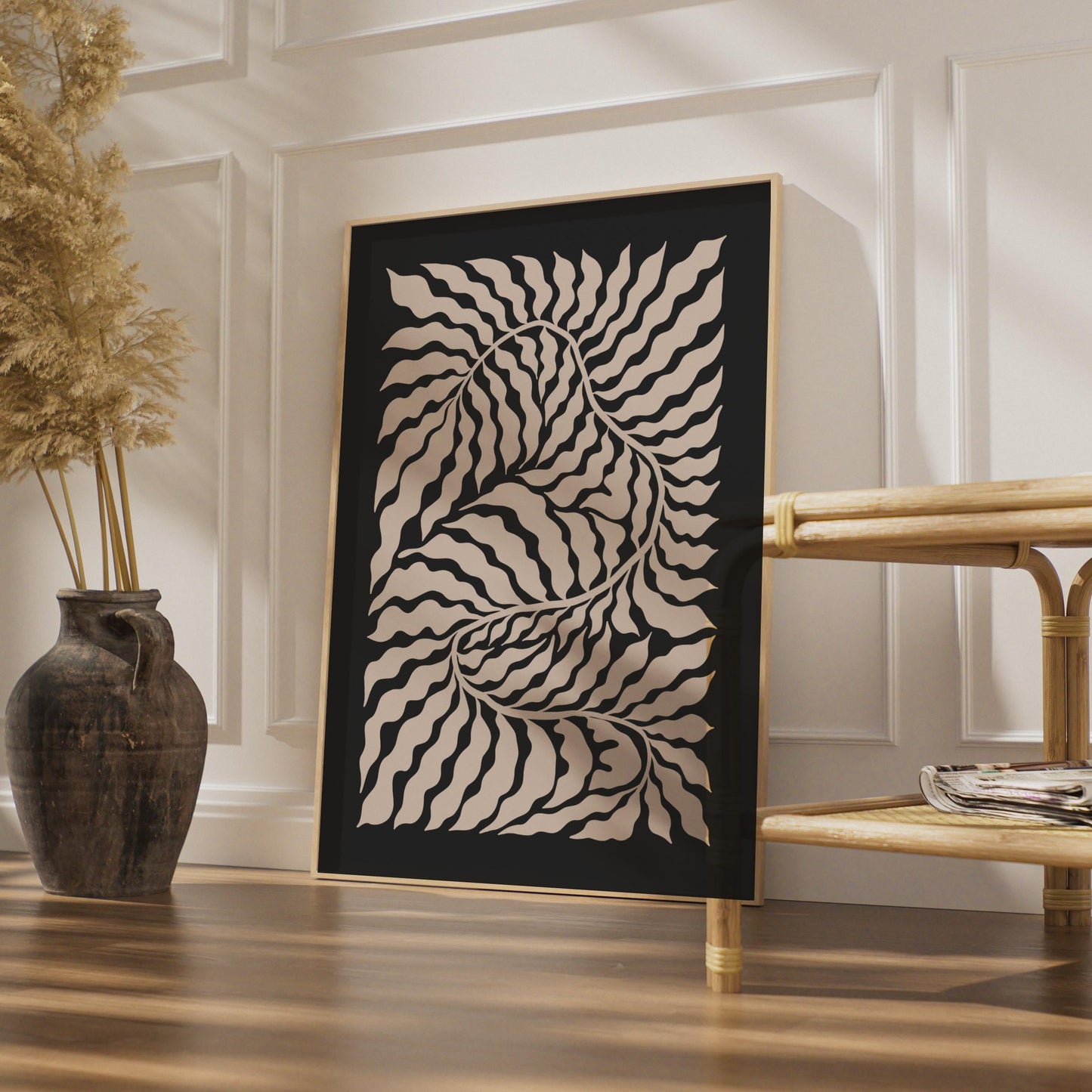 Botanical Leaf Print, Minimalist Wall Art, Black and White Nature Decor, Modern Botanical wall art print