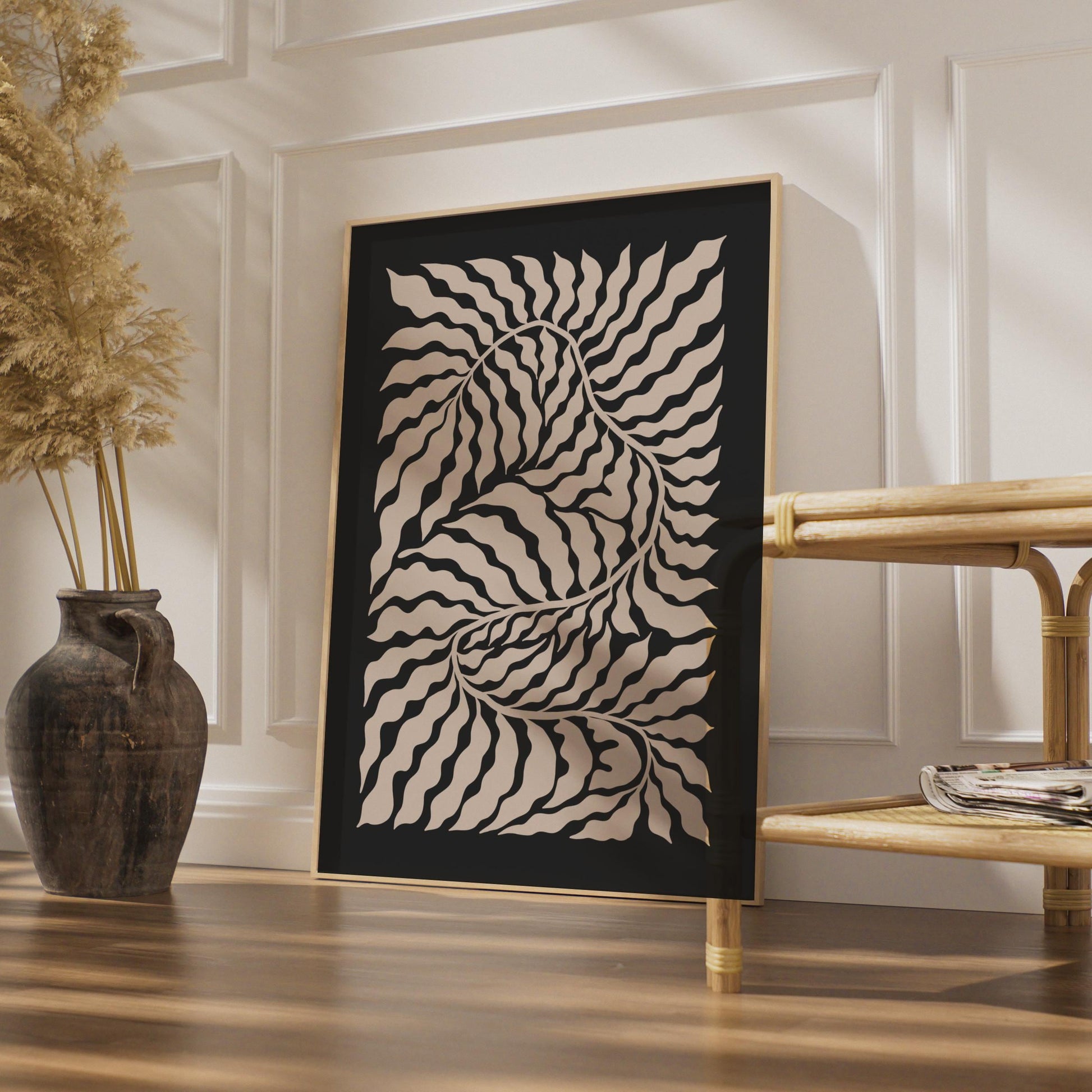 Botanical Leaf Print, Minimalist Wall Art, Black and White Nature Decor, Modern Botanical wall art print