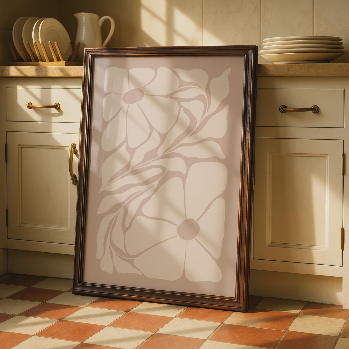 Botanical Abstract Floral Print, Minimalist Pastel Wall Decor Poster wall art print
