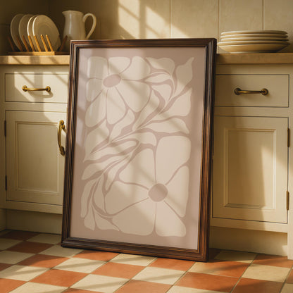 Botanical Abstract Floral Print, Minimalist Pastel Wall Decor Poster wall art print