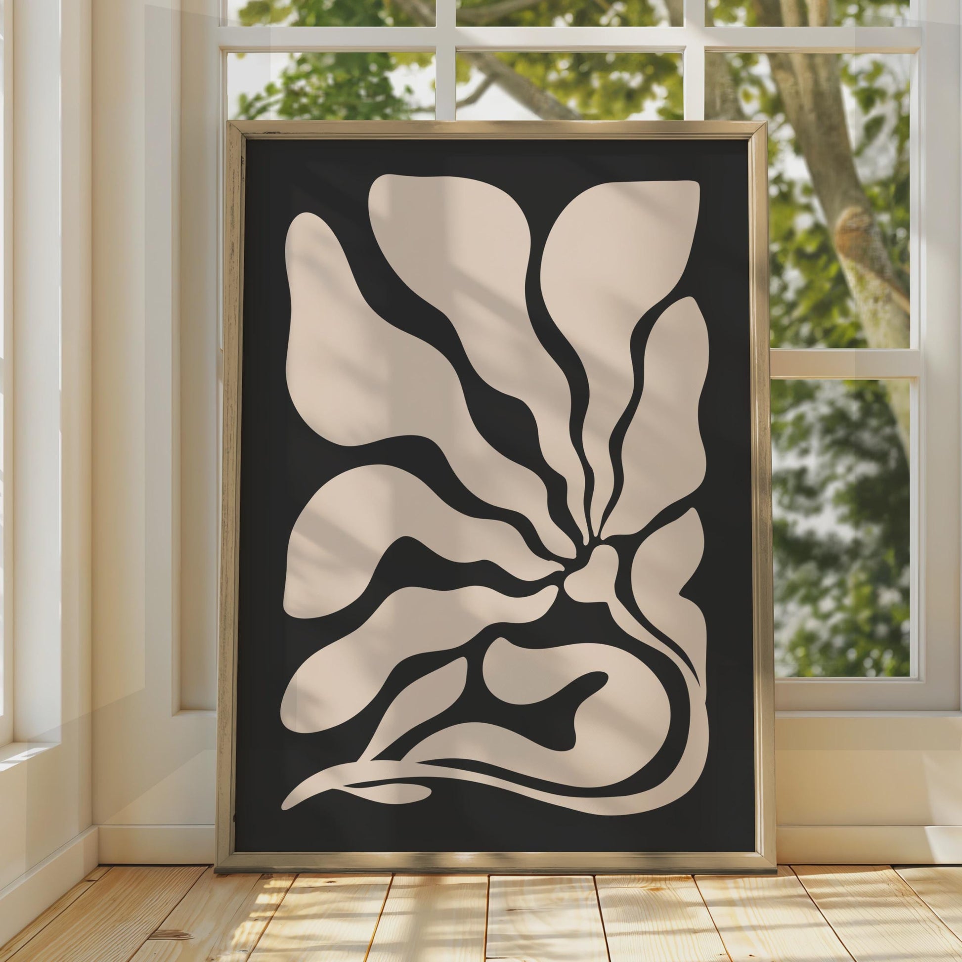 Abstract Floral Wall Art, Dark Botanical Print, Minimalist Organic Decor wall art print