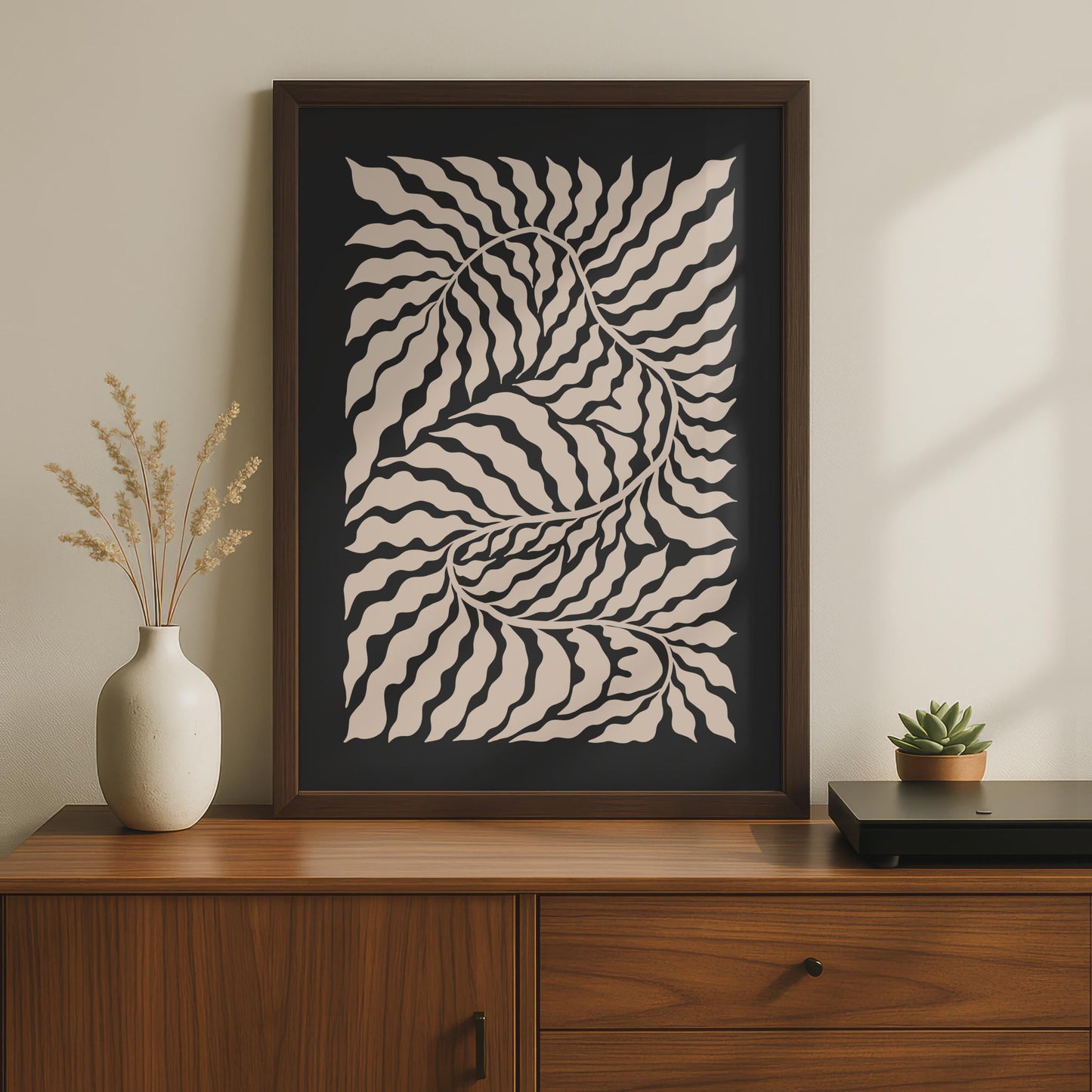 Botanical Leaf Print, Minimalist Wall Art, Black and White Nature Decor, Modern Botanical wall art print