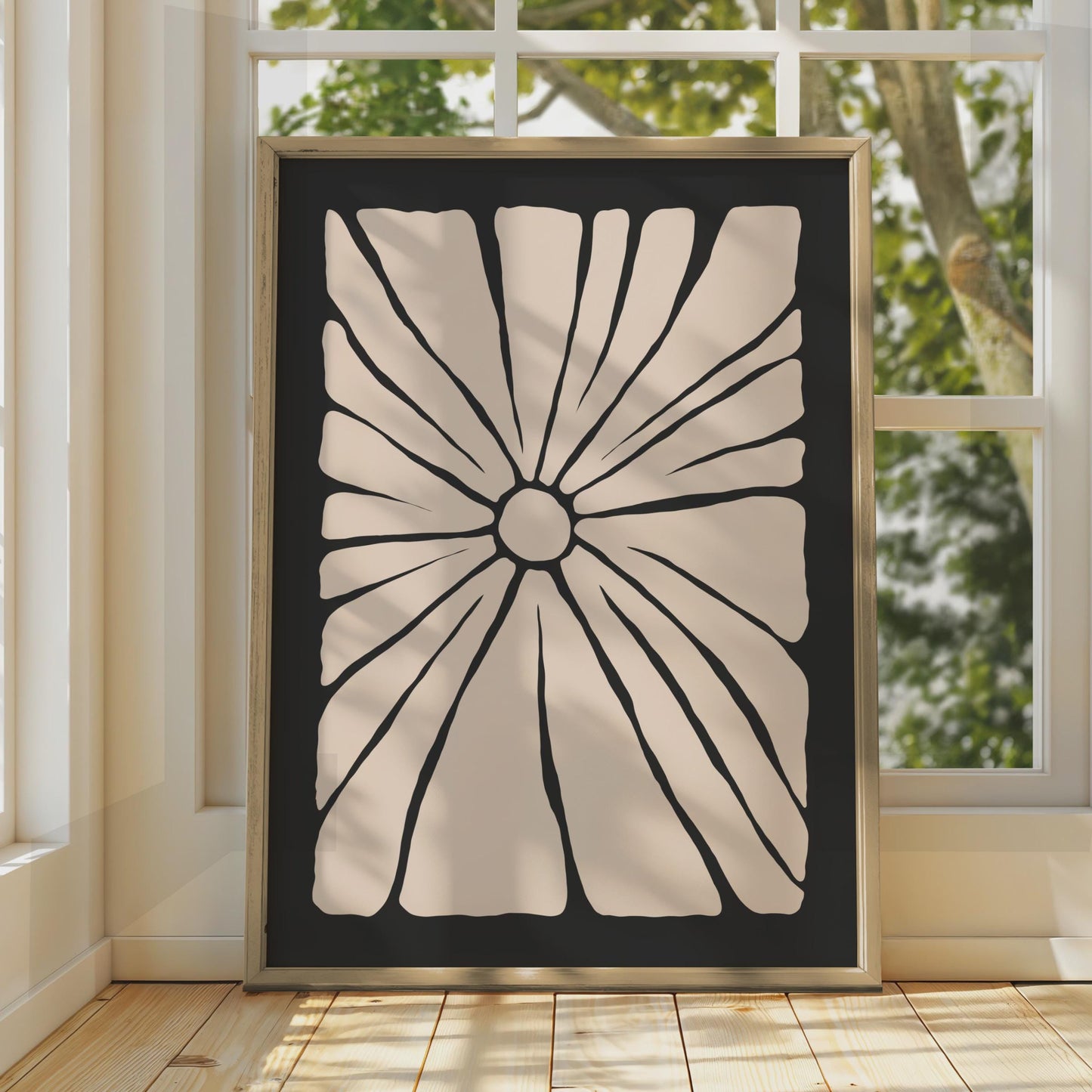 Botanical Flower Print, Minimalist Black Pink Floral Wall Art Poster wall art print