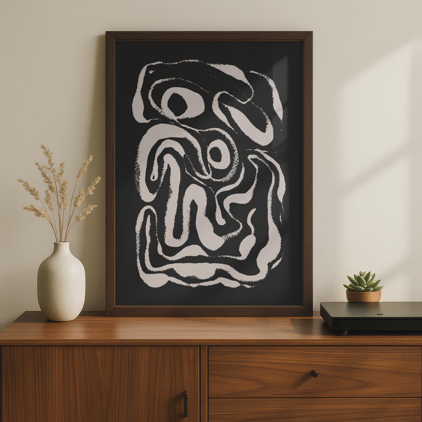 Abstract Organic Line Art Print, Minimalist Black and White Wall Decor, Modern Home Art wall art print