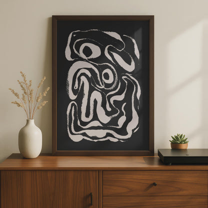 Abstract Organic Line Art Print, Minimalist Black and White Wall Decor, Modern Home Art wall art print