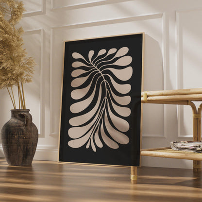 Botanical Leaf Poster, Modern Monochrome Art, Abstract Wall Decor, Minimalist Home Design wall art print