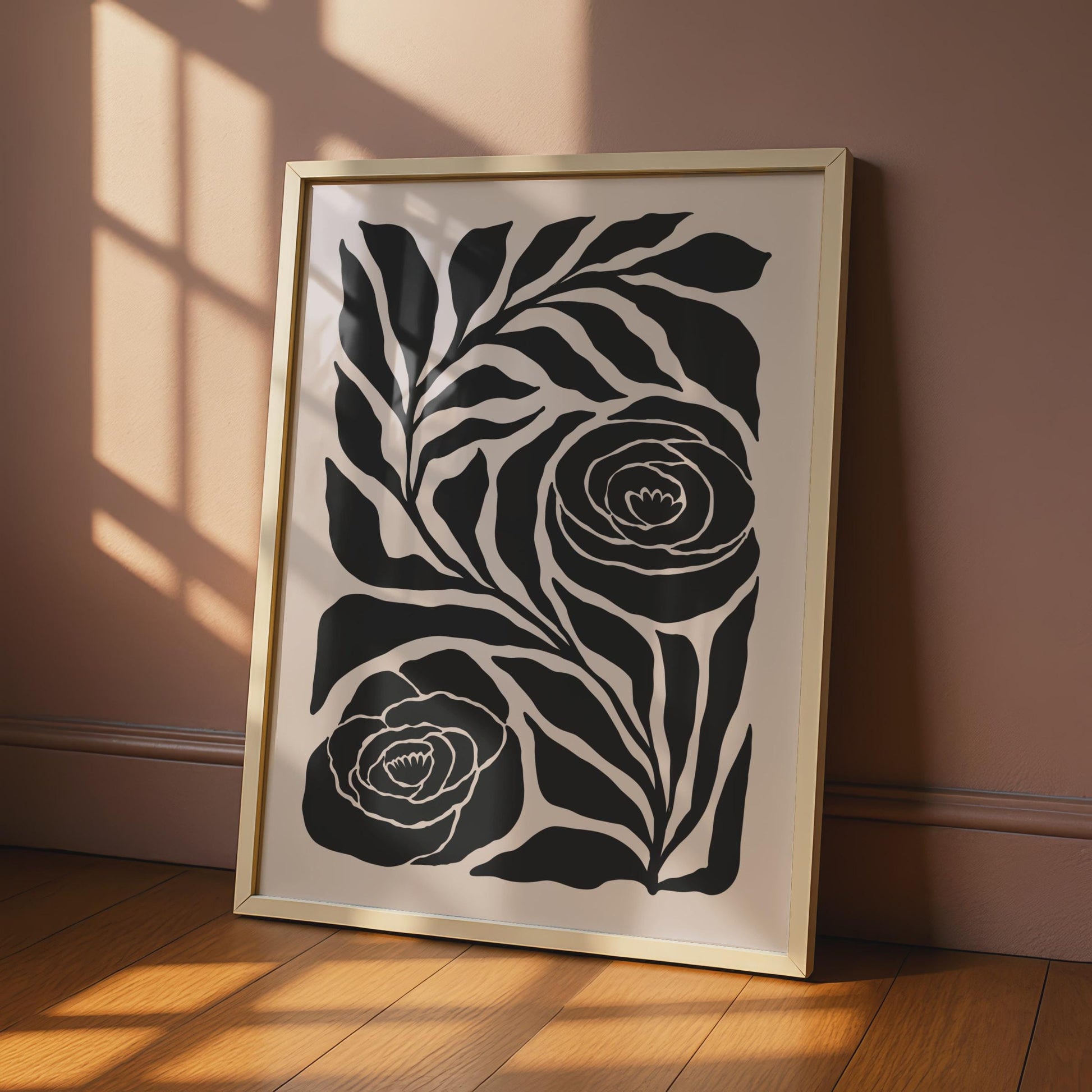 Botanical Flower Poster, Black Floral Print, Minimalist Wall Art, Nature Inspired Decor, Modern wall art print