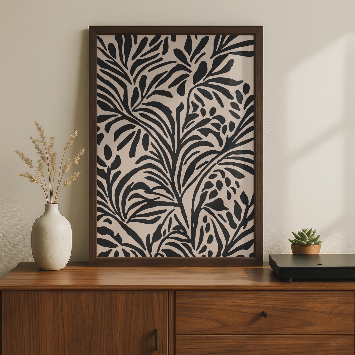 Botanical Flower Poster, Black and Pink Plant Art Print, Modern Minimalist Wall Decor wall art print