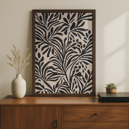Botanical Flower Poster, Black and Pink Plant Art Print, Modern Minimalist Wall Decor wall art print