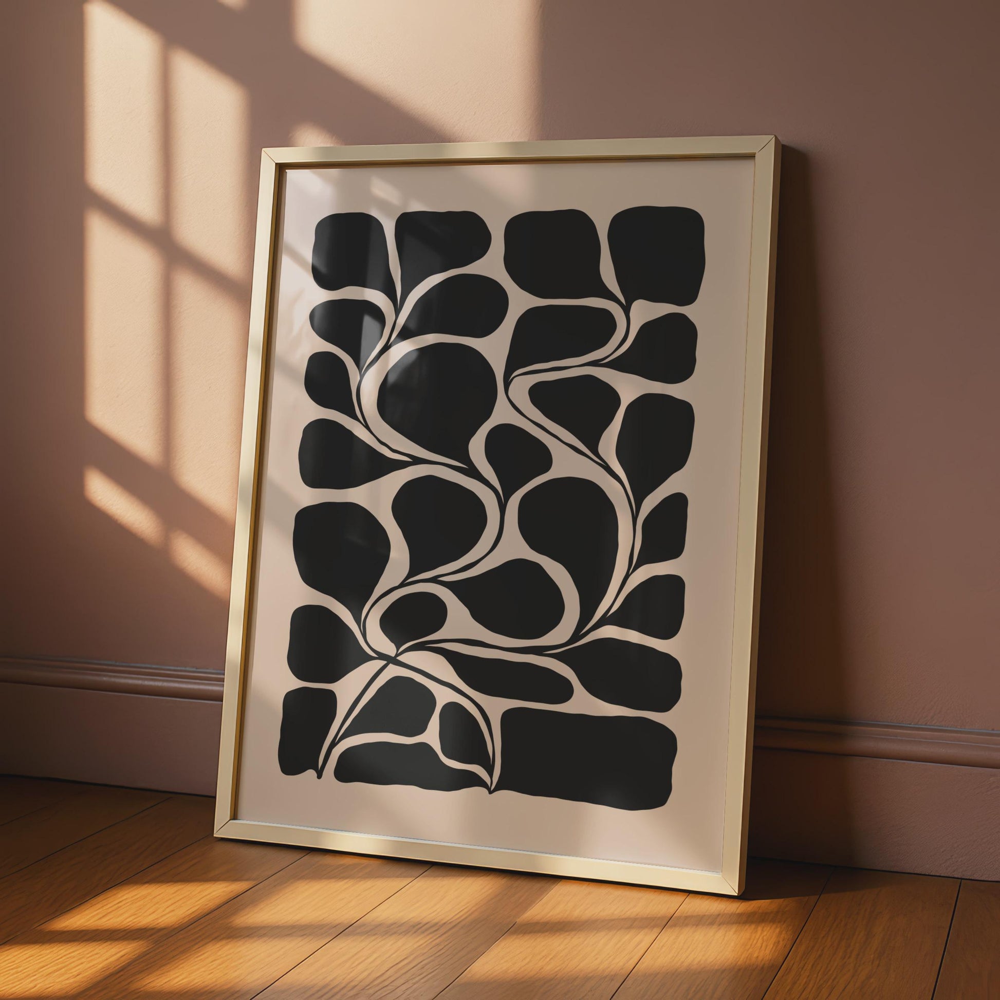 Stylish Botanical Black Leaf Print, Minimalist Wall Art, Modern Abstract Poster for Home Decor wall art print