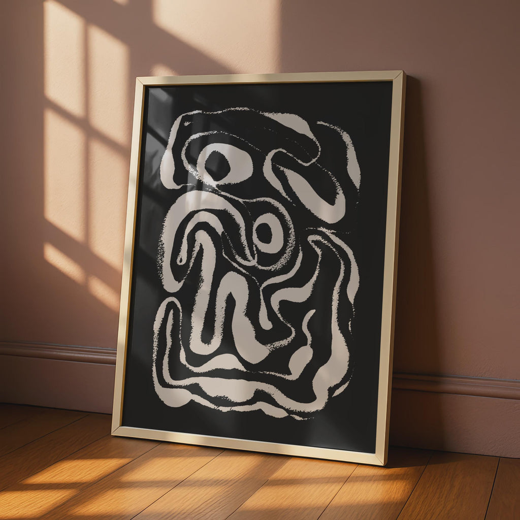 Abstract Organic Line Art Print, Minimalist Black and White Wall Decor, Modern Home Art wall art print