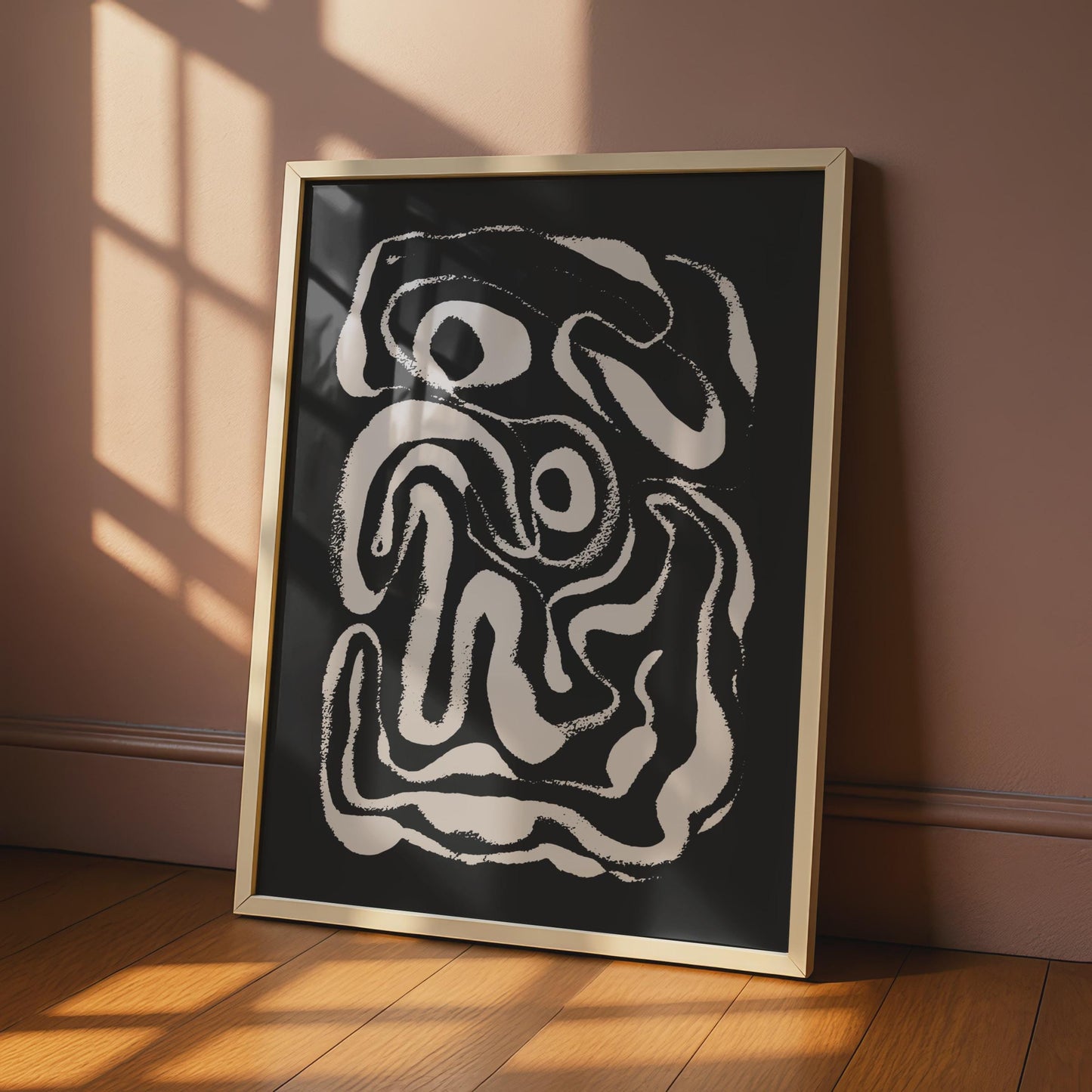 Abstract Organic Line Art Print, Minimalist Black and White Wall Decor, Modern Home Art wall art print