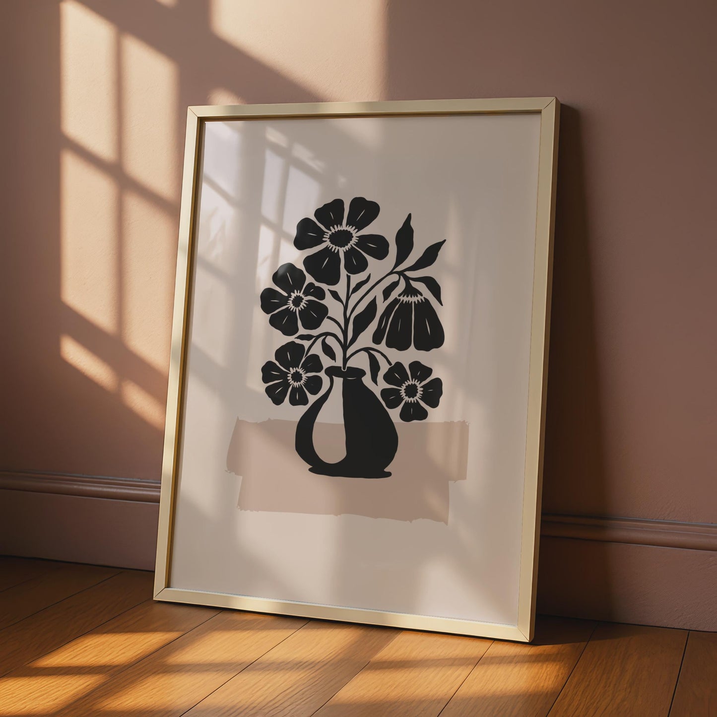 Botanical Flower Art Print, Black Floral Illustration, Minimalist Wall Decor wall art print