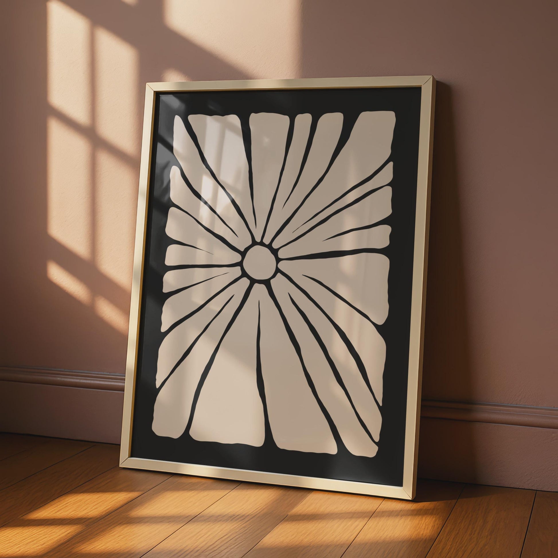 Botanical Flower Print, Minimalist Black Pink Floral Wall Art Poster wall art print