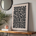 Botanical Flower Poster, Black Floral Art Print, Minimalist Wall Decor, Nature-Inspired Home Artwork wall art print
