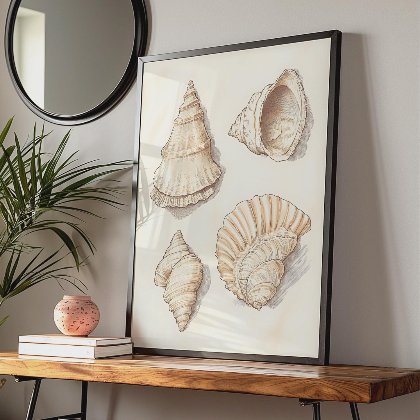 Illustrated Sea Shells Art Print, Vintage Coastal Wall Art wall art print