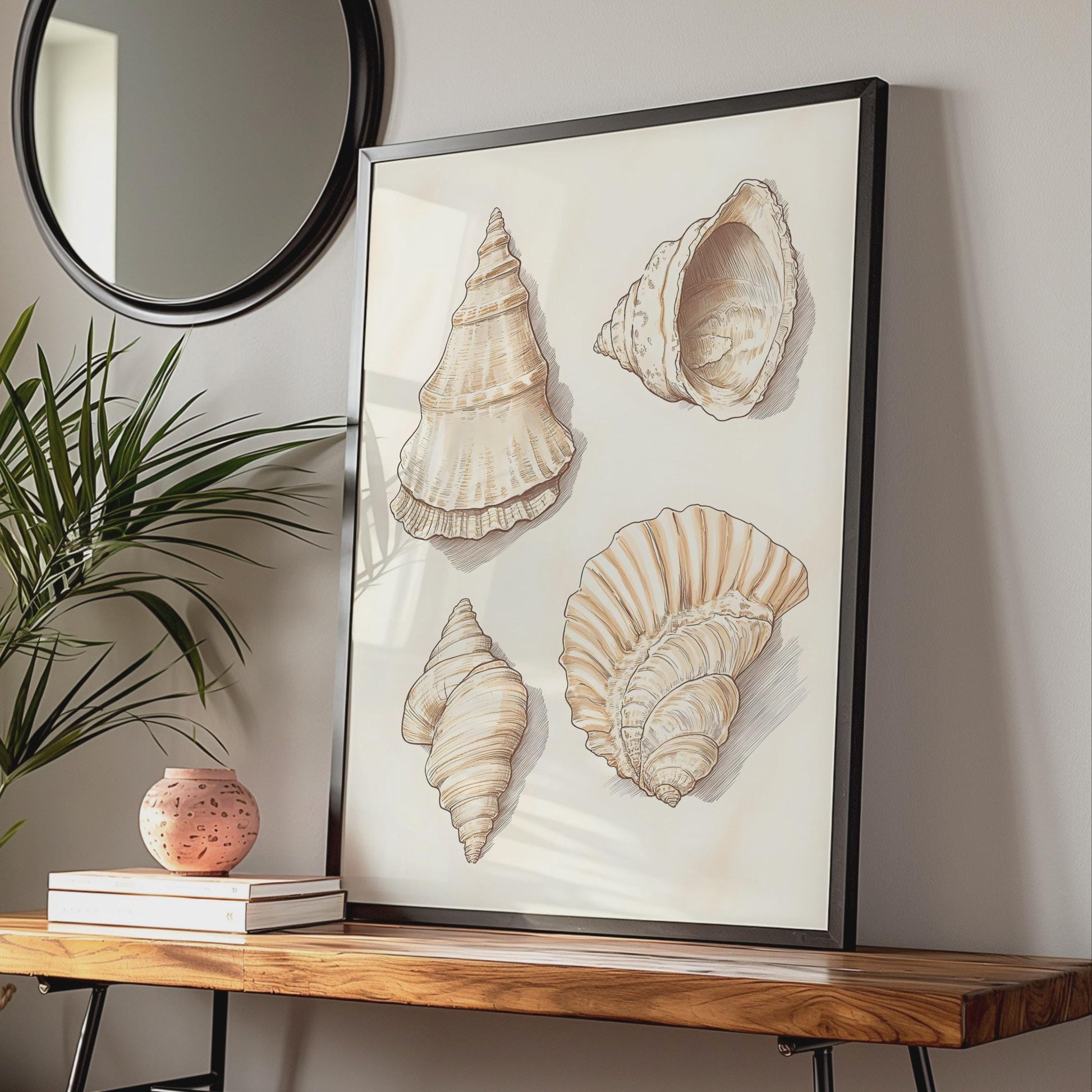 Illustrated Sea Shells Art Print, Vintage Coastal Wall Art wall art print