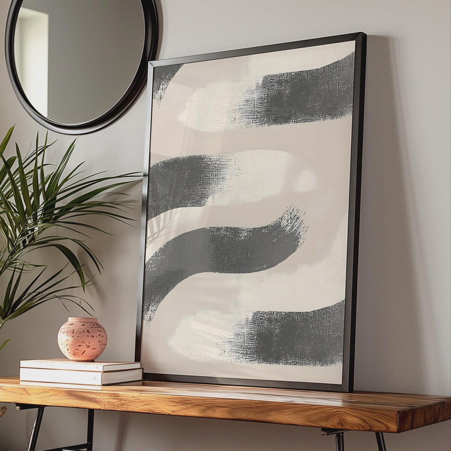Boho Abstract Wall Art, Minimalist Brushstroke Print, Neutral Tones, Modern Home Decor wall art print
