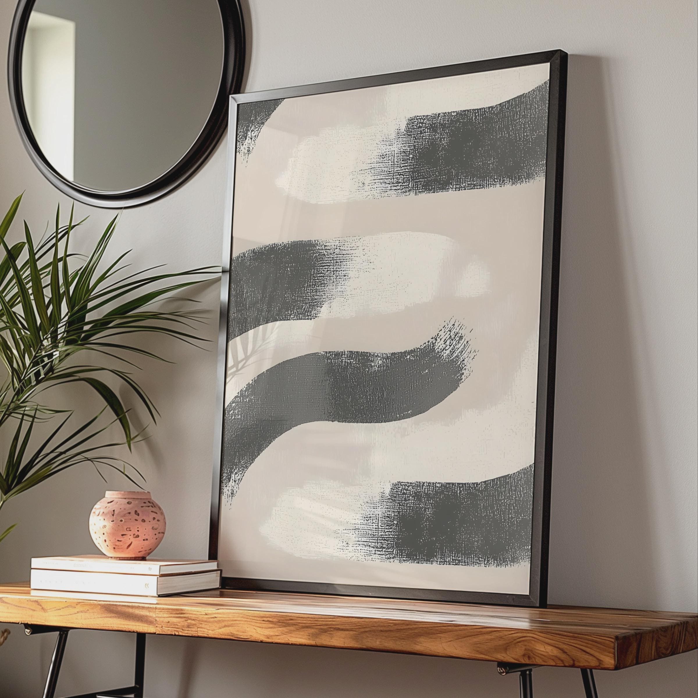 Boho Abstract Wall Art, Minimalist Brushstroke Print, Neutral Tones, Modern Home Decor wall art print
