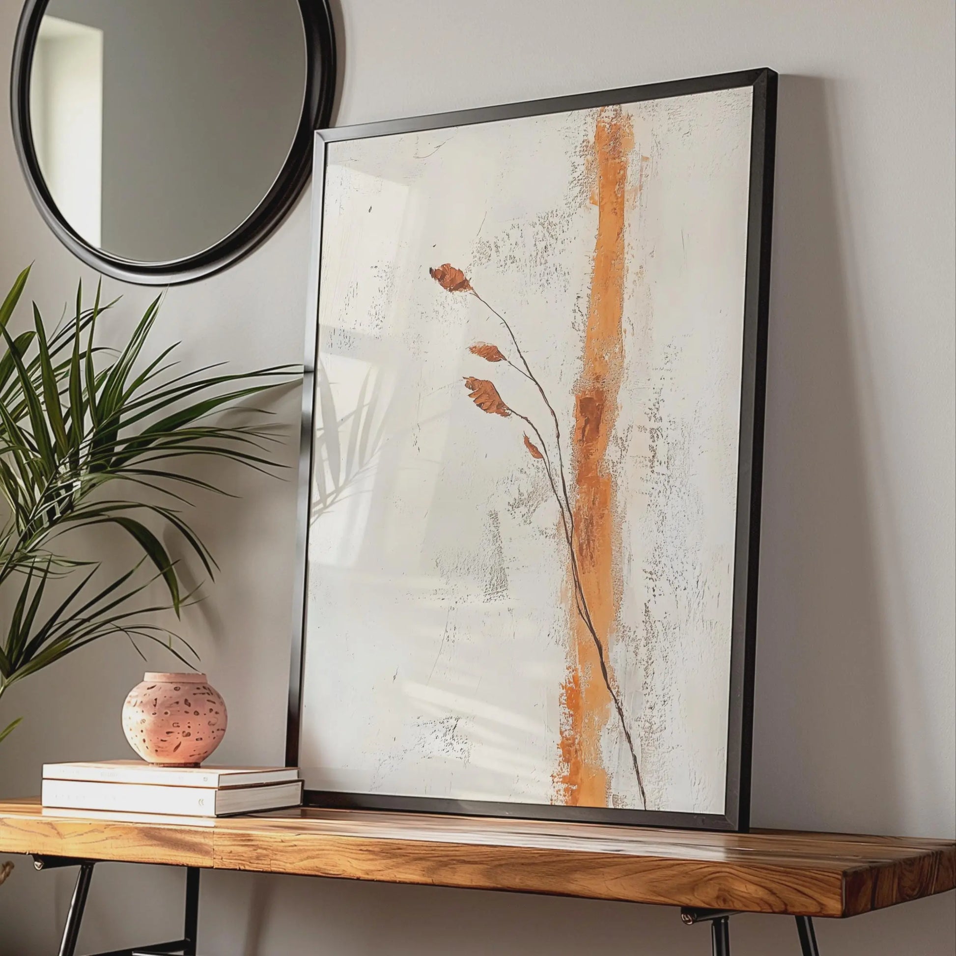 Minimalist Boho Wall Art, Abstract Brown Leaf Print, Modern Nature Poster, Organic Decor wall art print