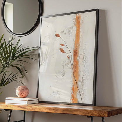 Minimalist Boho Wall Art, Abstract Brown Leaf Print, Modern Nature Poster, Organic Decor wall art print