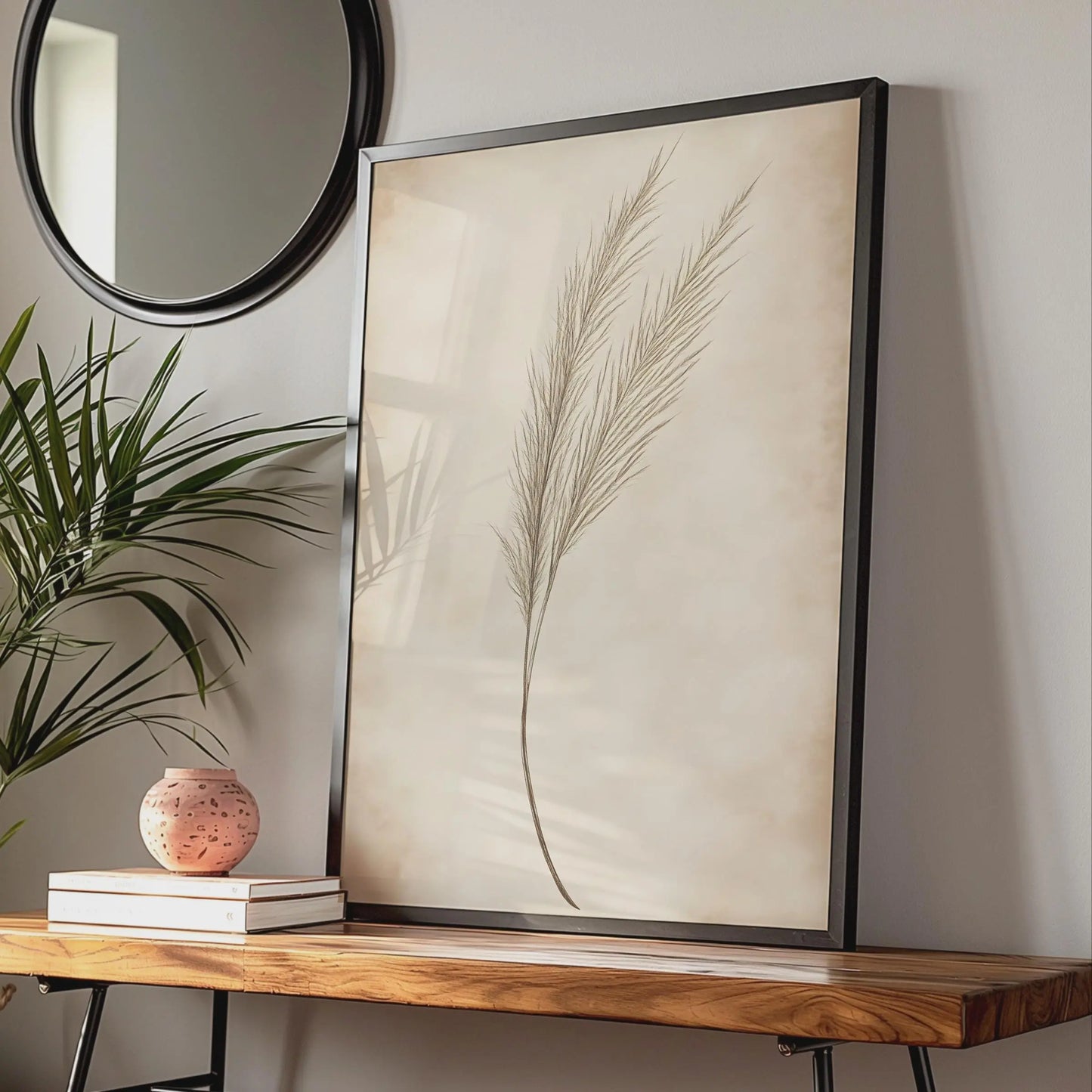 Elegant Boho Pampas Grass Wall Art, Botanical Print, Minimalist Nature Decor, Earthy Tones wall art print